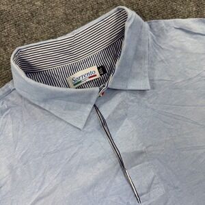 Sorrento Polo Shirt 4XL Light Blue Striped Trim Cotton Made in Italy Mens
